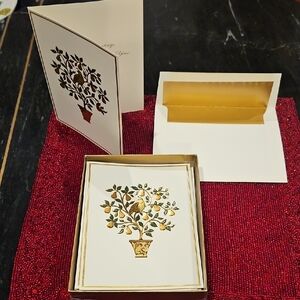 Caspari Gold and White Foil Embossed Card w Lined Envelope